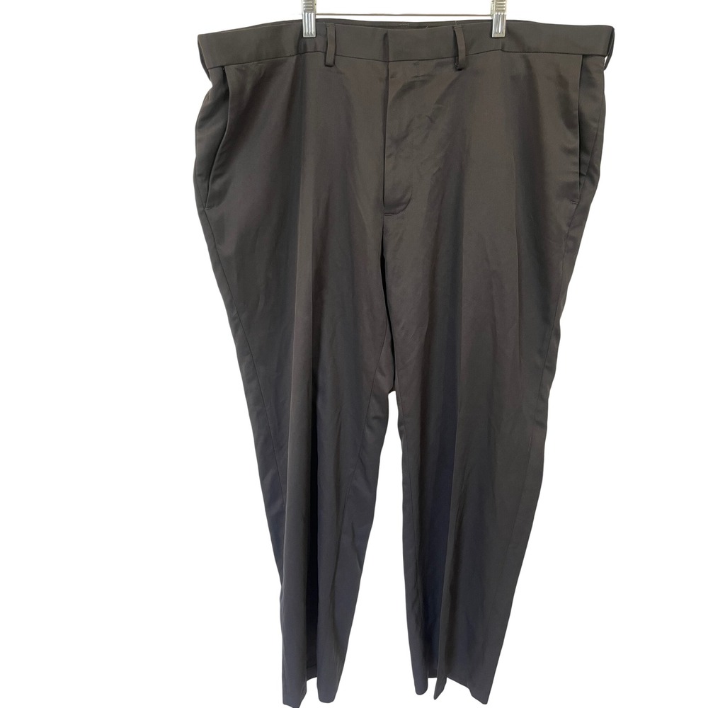 Haggar Mens Straight Fit Dress Pants Charcoal Gray Flat Front Trousers 44x30